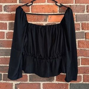 7 For All Mankind Black Blouse M | Square Neckline